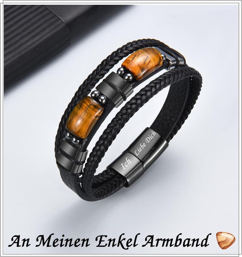 Lederarmband mit gravierter Liebe – Geschenk für Männer zum Geburtstag