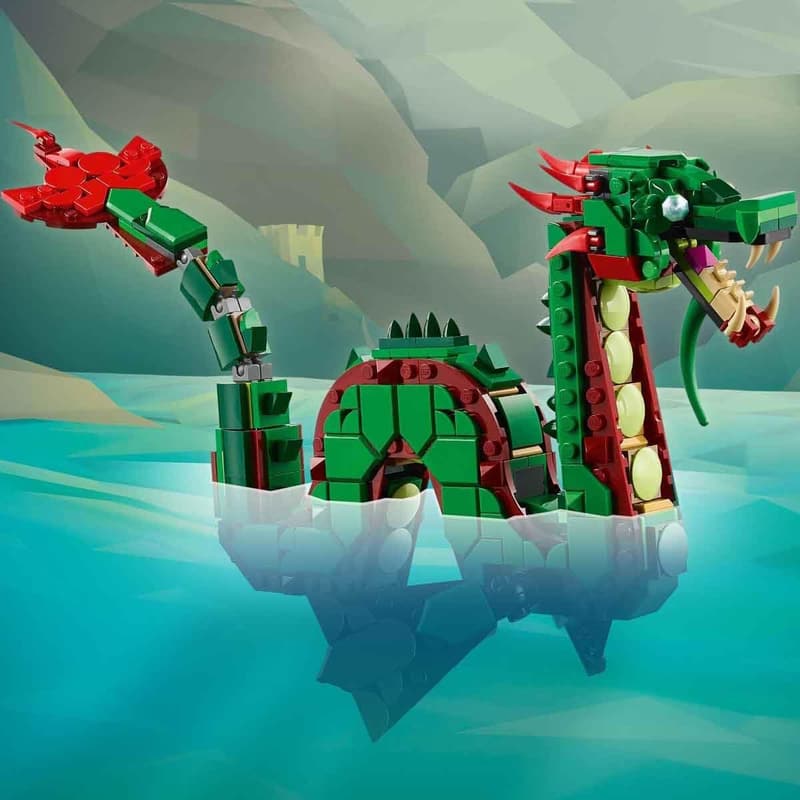 LEGO Creator 3in1 Grüner Drache - Umbaubar zu Seeschlange oder Phönix - Bauspielzeug für Kinder ab 9 Έτη