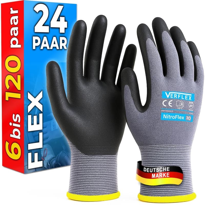 Robuste Nylon-Arbeitshandschuhe für Herren (10-XL) - 24 Paar, atmungsaktiv