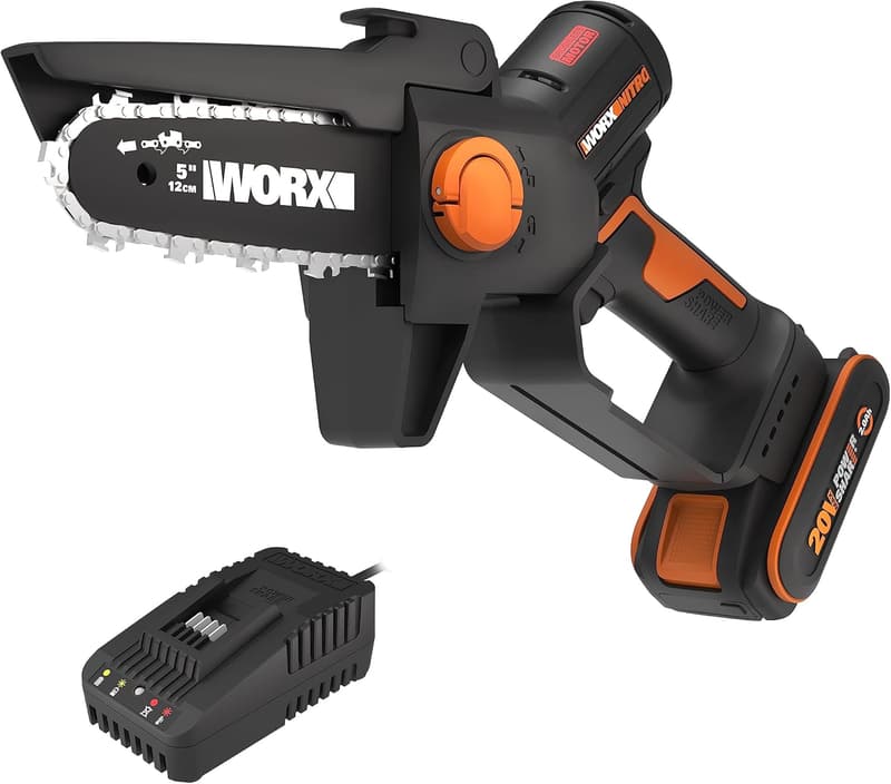 WORX Mini Akku-Kettensäge 20V mit 12 cm Schnittlänge, inkl. 2Ah Akku