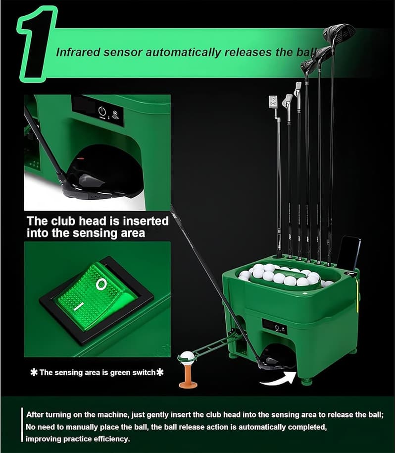 Automatischer Golfballspender mit Induktionsfreigabe und 5000 mAh Akku