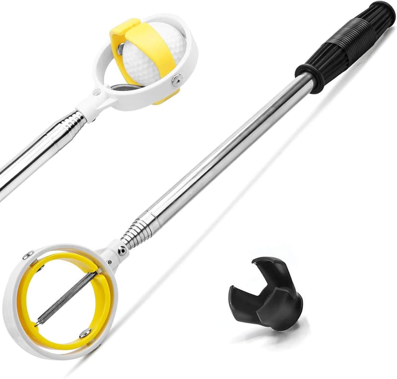 Teleskop-Golfball-Retriever aus Edelstahl, 1,83 m – 2,74 m, Gelb