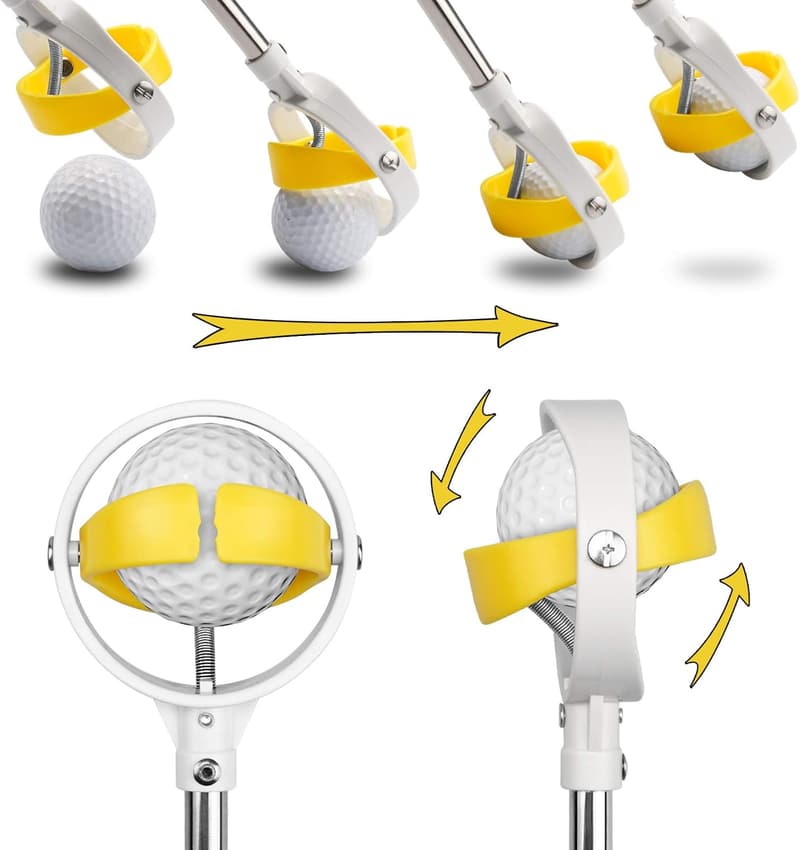 Teleskop-Golfball-Retriever aus Edelstahl, 1,83 m – 2,74 m, Gelb