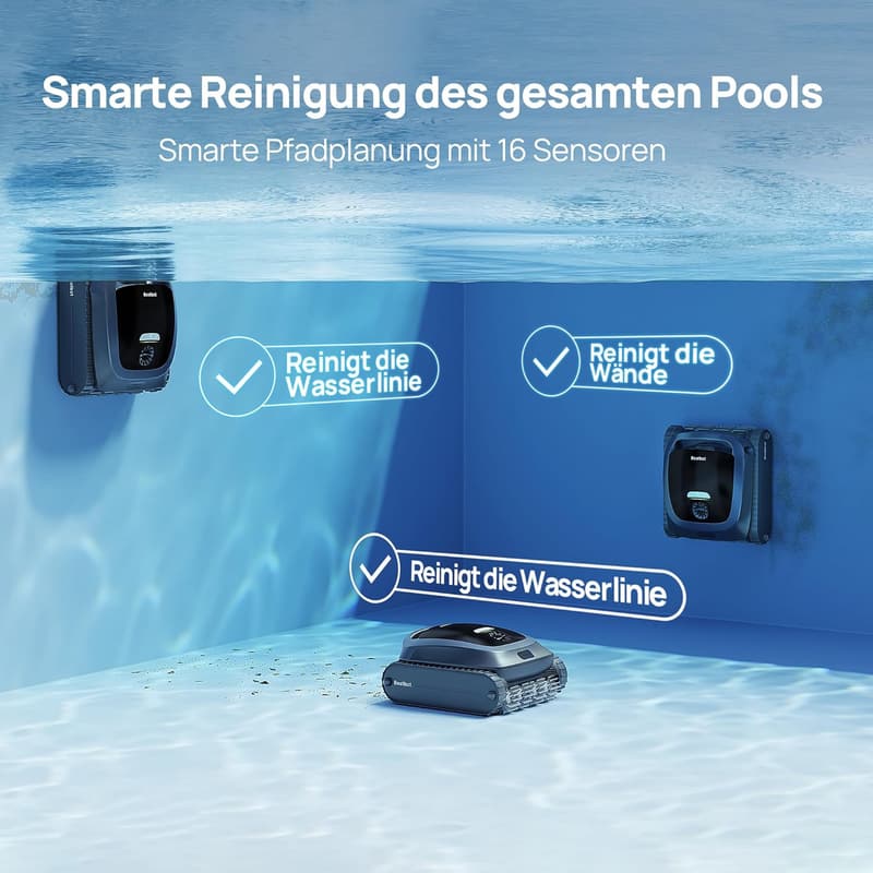 Beatbot AquaSense 2 Akku-Poolroboter mit Oberflächen-Parkfunktion für Pools bis 300 m²