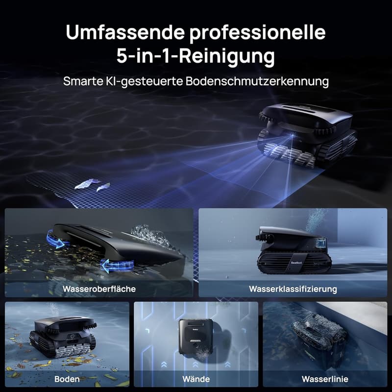 Beatbot Aquasense 2 Ultra KI-Poolroboter für komplette 5in1-Reinigung bis 300 m²