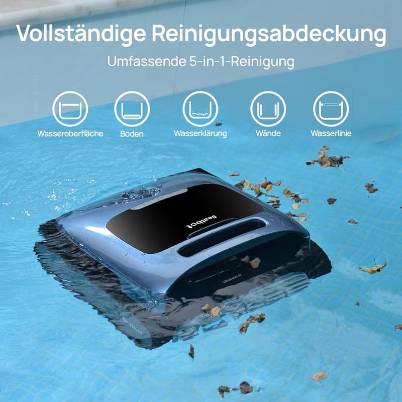AquaSense Pro Pool-Roboter für eingelassene Pools – kabellos, bis 305 m²