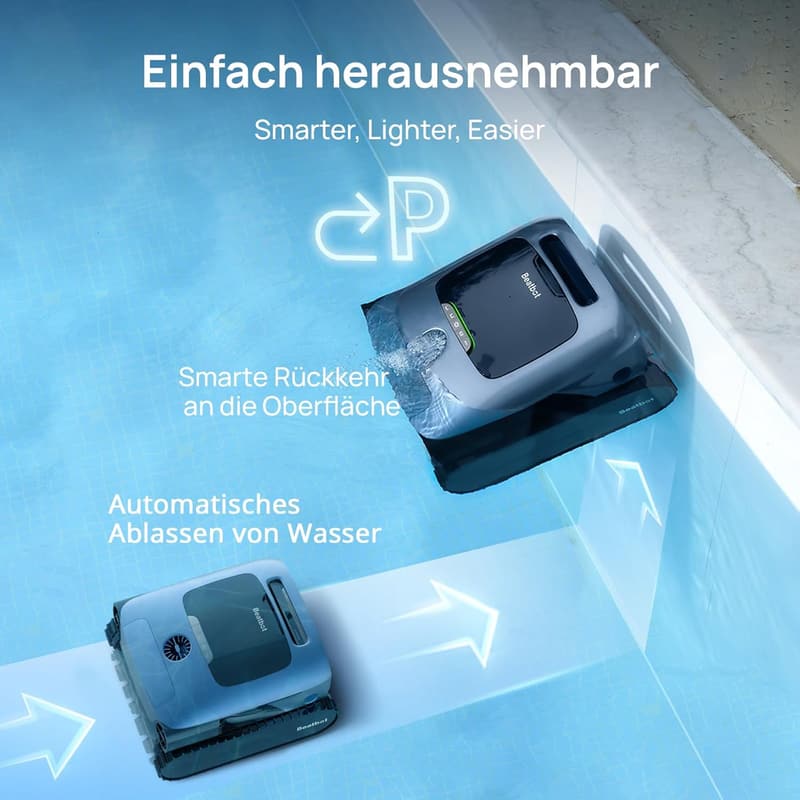 AquaSense Pro Pool-Roboter für eingelassene Pools – kabellos, bis 305 m²