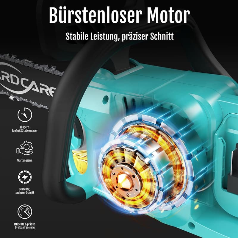 Akku-Kettensäge 16 Zoll mit LED-Display und 2x4Ah Akku
