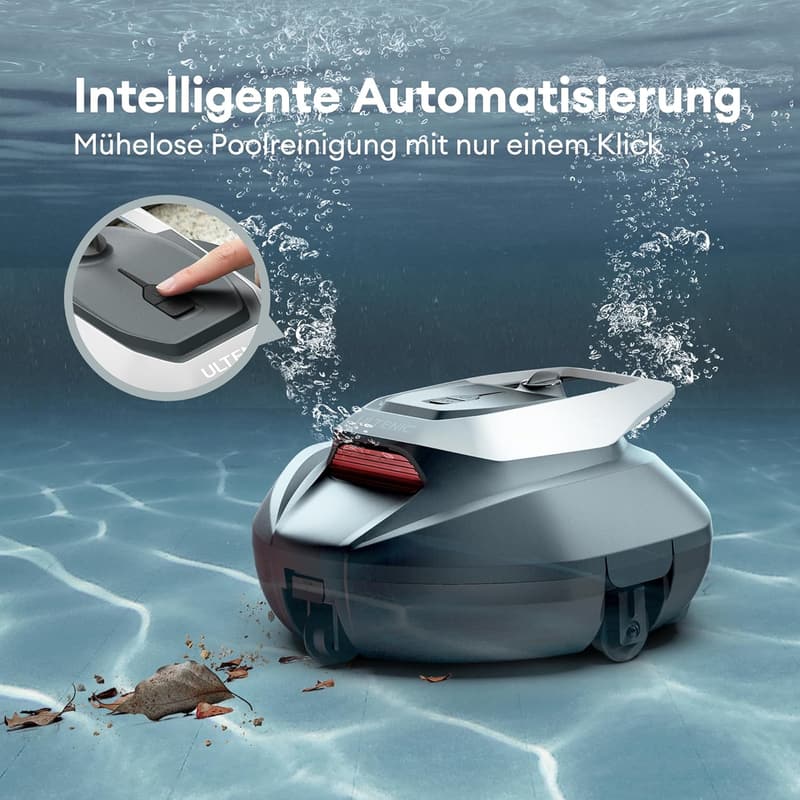 Ultener Kabelloser Poolsauger mit 5200 mAh Akku, 90 Min Laufzeit für Oberirdische Pools bis 80 m²