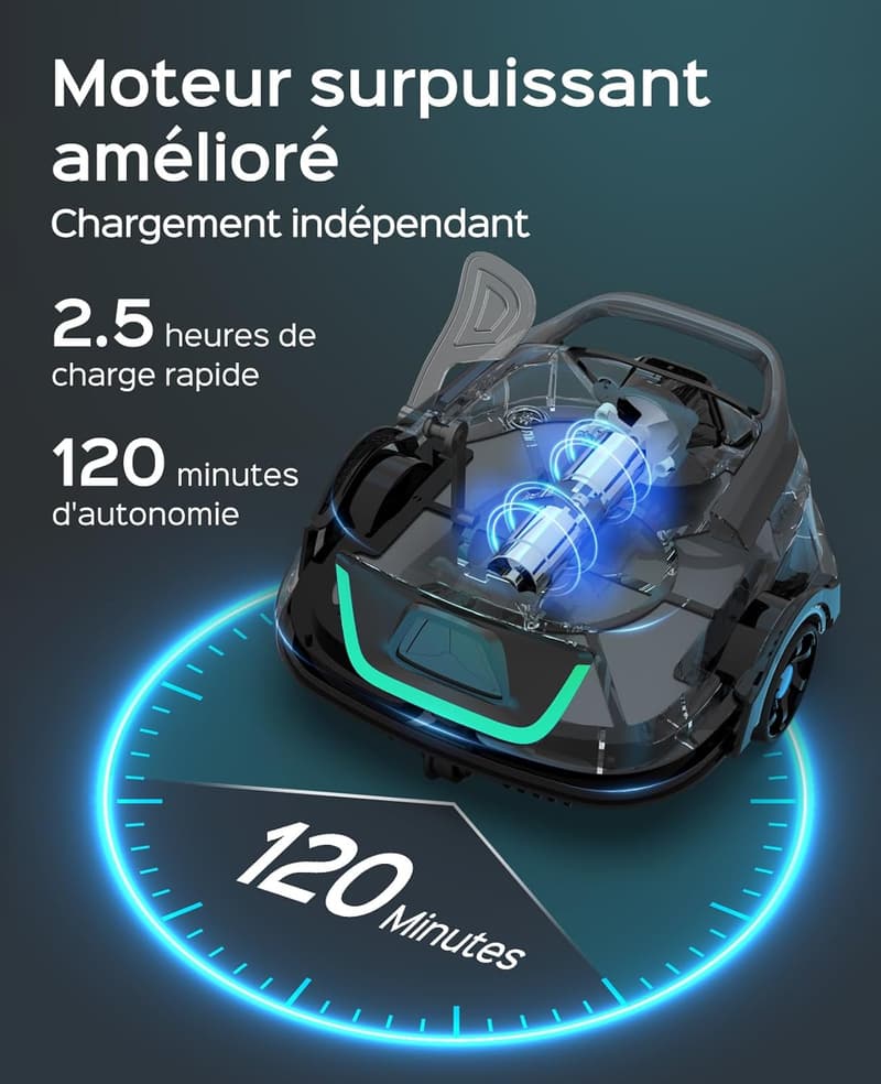 Akku-Poolroboter mit Dual-Filtersystem – 120 Min leise Reinigung für 100㎡ Pools