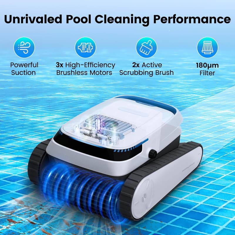 Akku Poolroboter mit intelligenter Navigation für Pools bis 170㎡