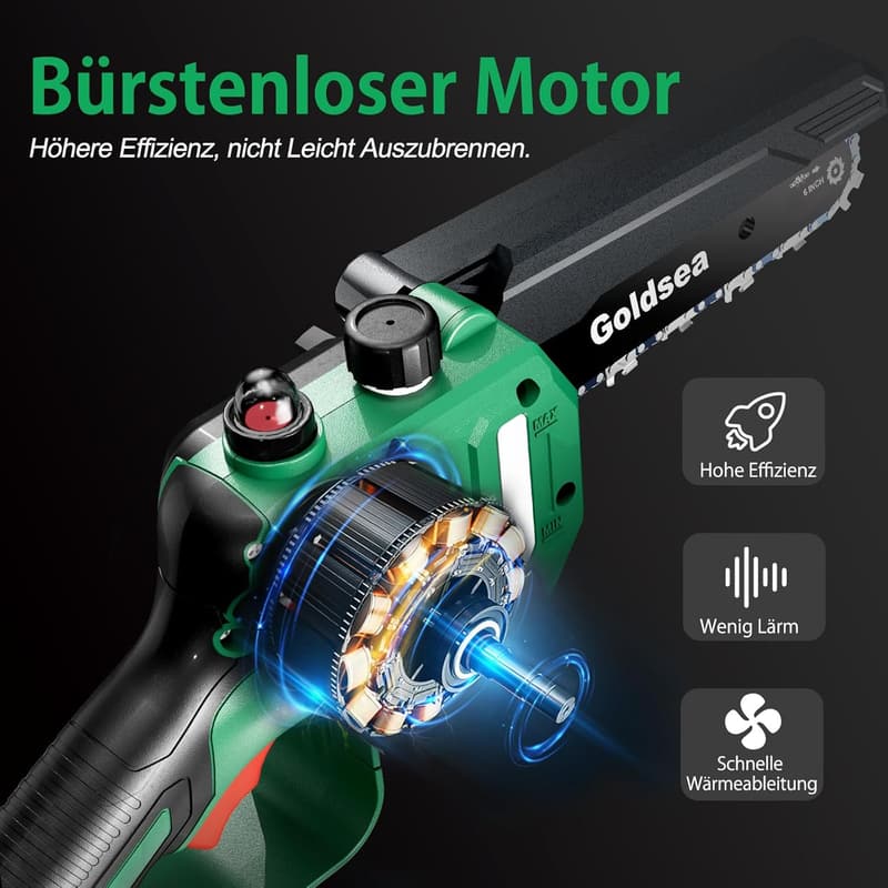 Akku Mini Kettensäge 6 Zoll mit automatischer Schmierung - tragbar