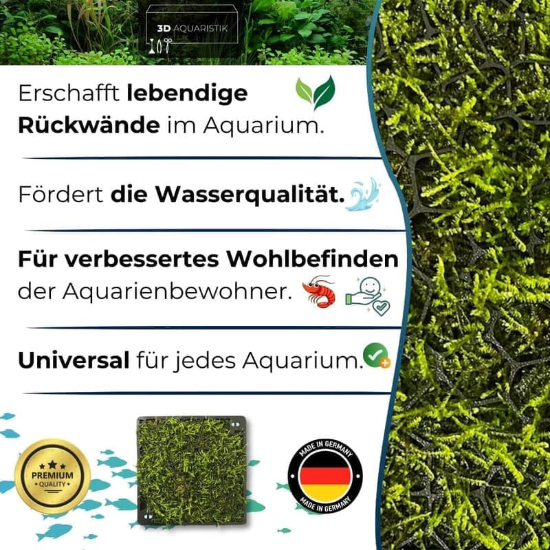 Mooswand Aquarium Rückwand – Slim Design für Pflanzen mit Saugnapf