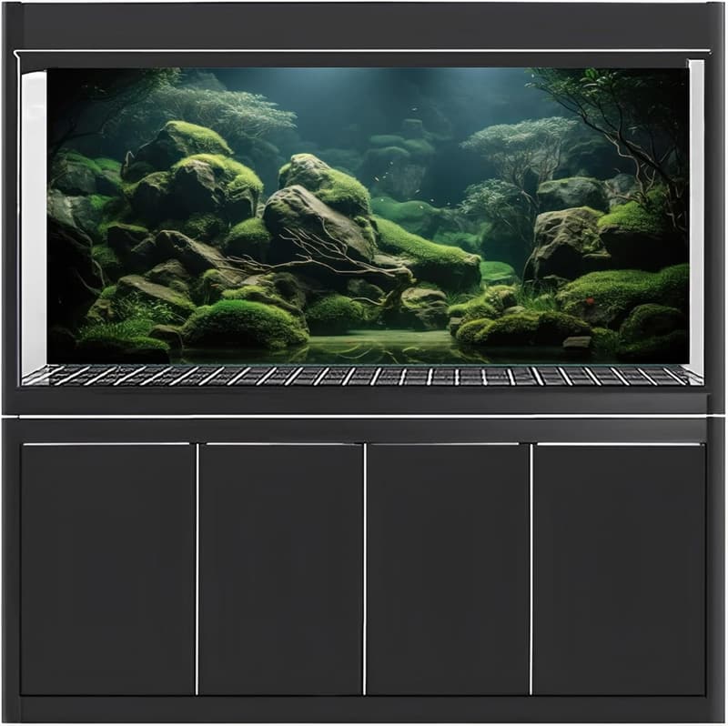Aquarium Hintergrundposter mit tropischen Fischen und Pflanzen 120x46cm