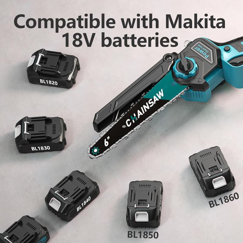 Akku Kettensäge 6 Zoll mit 1000W Motor und 4000mAh Akku