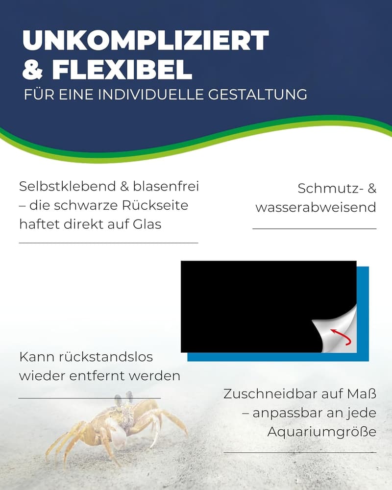 Selbstklebende Fotorückwand für Aquarien 60 cm x 30 cm – Schmutz- und wasserabweisend