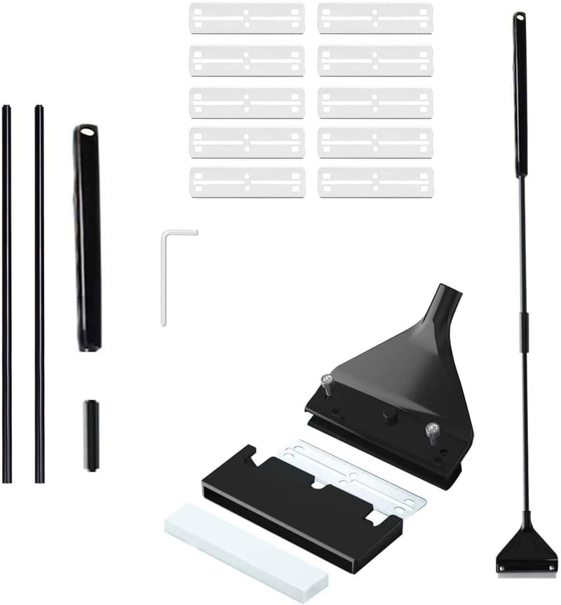 Aquarium Scheibenreiniger 62 cm mit Abnehmbarer Stange und 10 Edelstahlklingen
