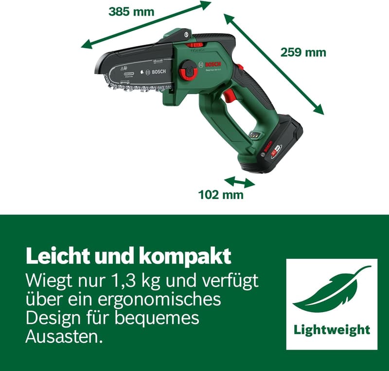 Bosch EasyChain 18V Mini Kettensäge für Holzschnitt, ohne Akku