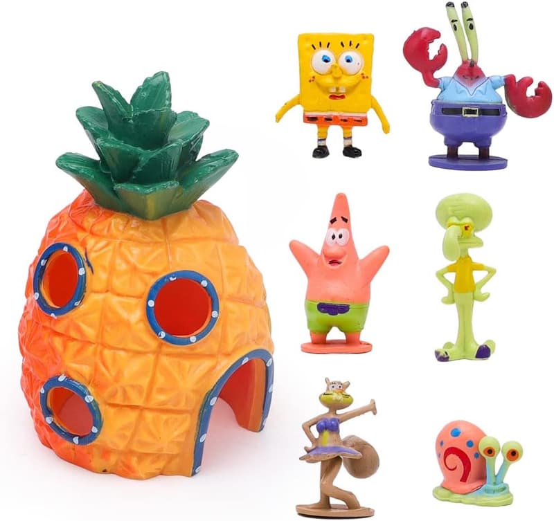 Aquarium Deko Set - 7-teiliges Ananas-Haus aus Harz