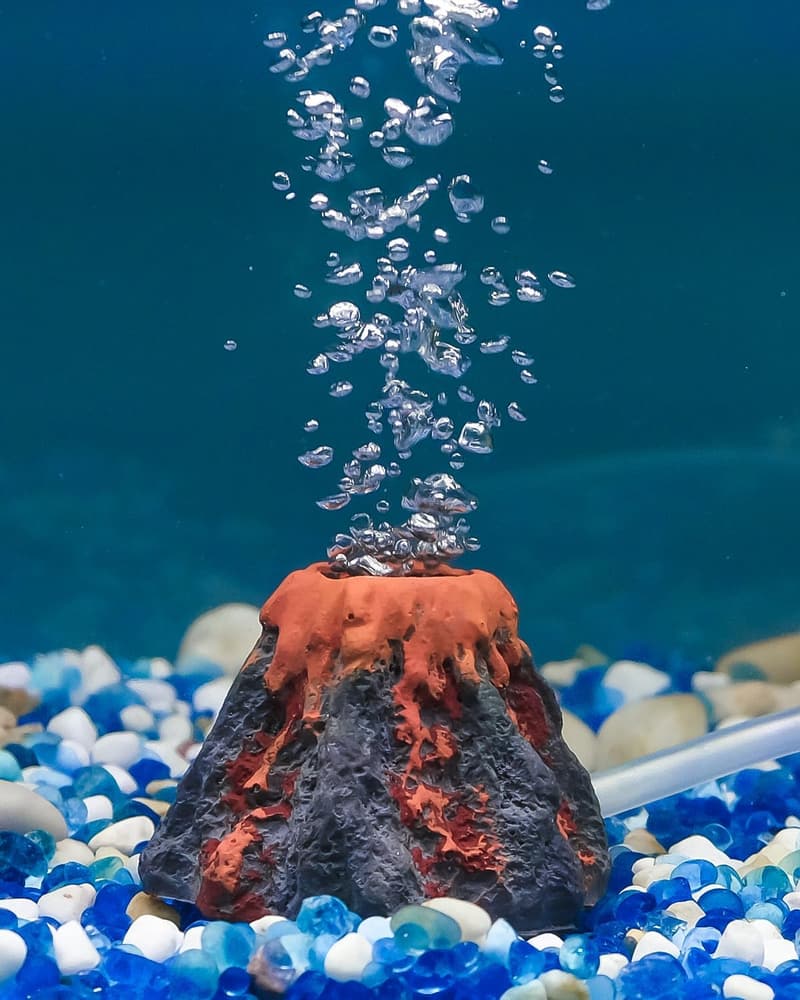 Vulkan Ornament Set für Aquarien mit Luftstein Diffusor