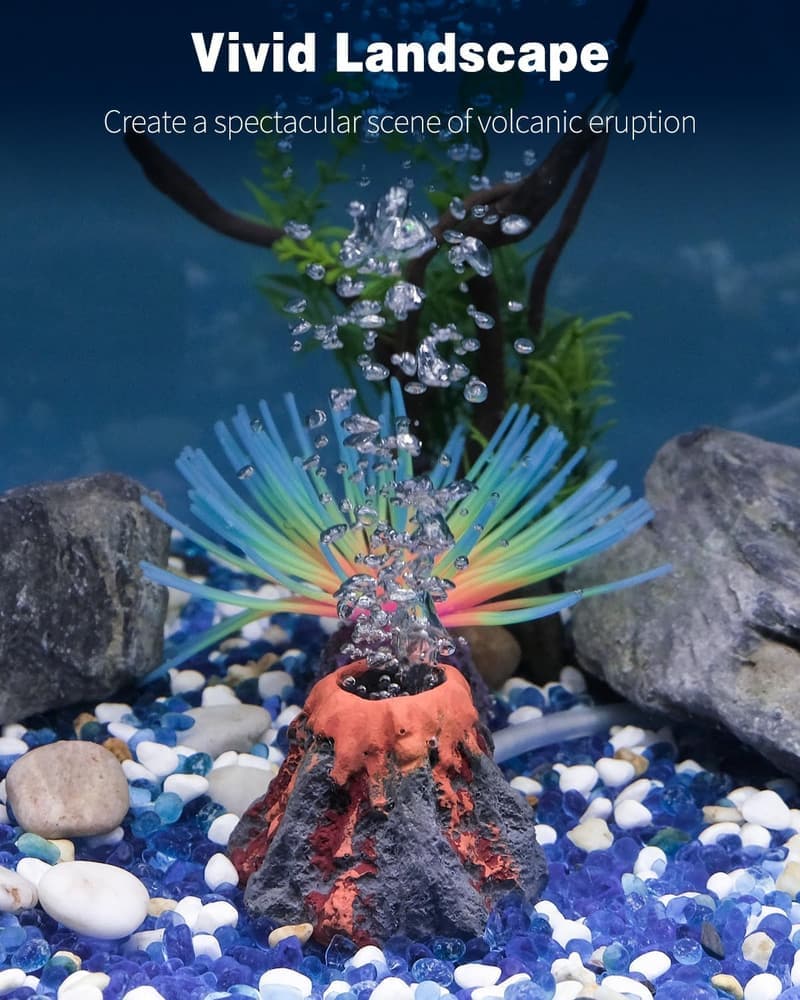 Vulkan Ornament Set für Aquarien mit Luftstein Diffusor
