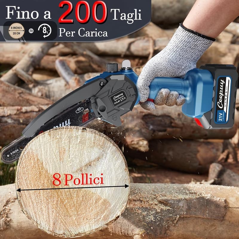 Mini-Akku-Kettensäge 8 Zoll mit 8000 mAh und automatischer Ölpumpe