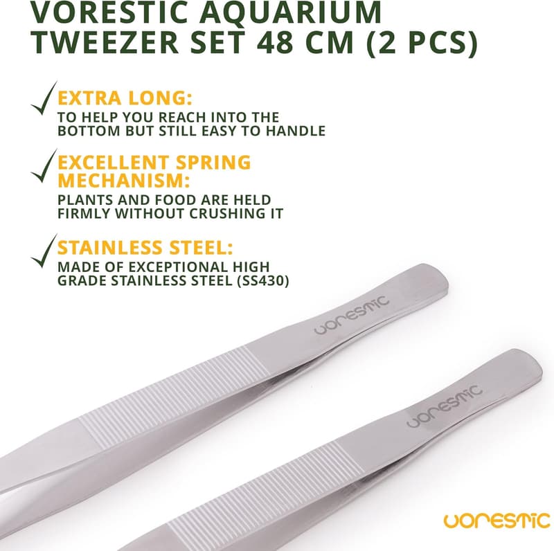 Aquarium Pinzette Set, 2 Stück, 48 cm gerade und gebogen