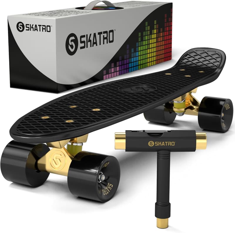 Retro Mini-Cruiser-Skateboard 22 Zoll aus Kunststoff