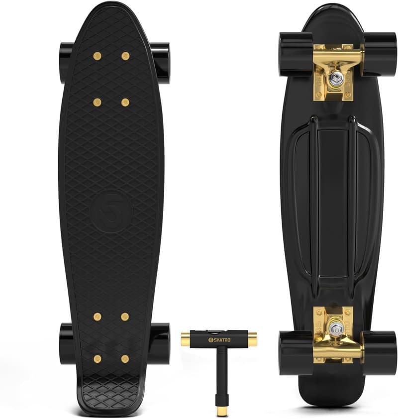 Retro Mini-Cruiser-Skateboard 22 Zoll aus Kunststoff