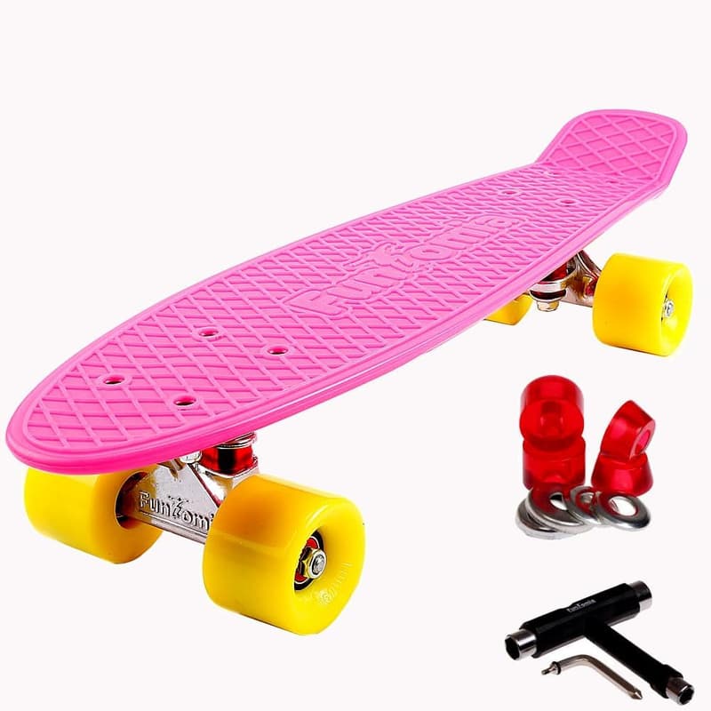 Mini-Cruiser Skateboard mit LED-Rollen, Aluminium Truck, 57 cm