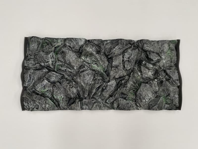 3D Aquarium Hintergrund 100x50 cm – Grau mit Steinen, leicht montierbar