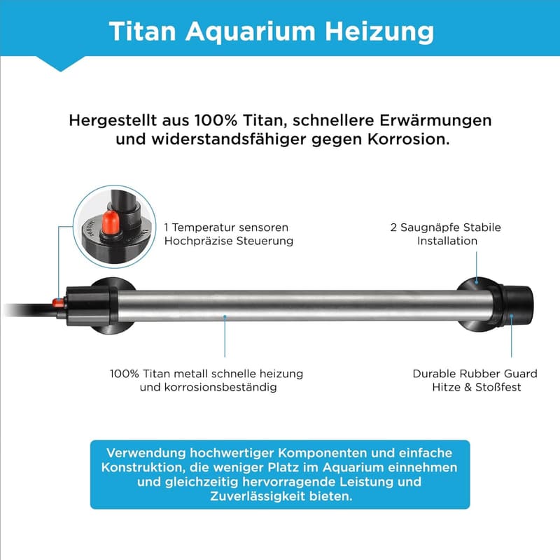 Tauchheizung 500W für Aquarien mit digitalem Temperaturregler, einstellbar 0℃~40℃