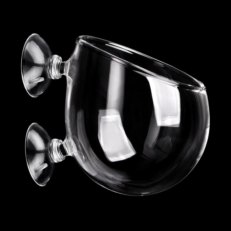 Aquarium Pflanzenhalter aus klarem Glas – Dekorationstopf mit 2 Saugnäpfen