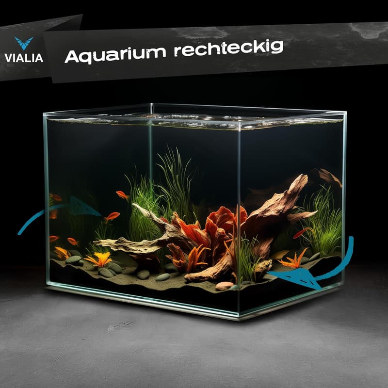 Rechteckiges Aquarium aus Glas 30x20x20 cm, 12 Liter, stoßfest für Fische und Pflanzen
