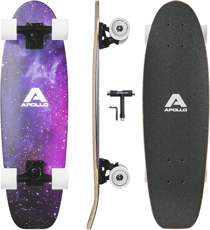 Mini-Longboard Apollo 70 cm im Vintage-Style für Erwachsene
