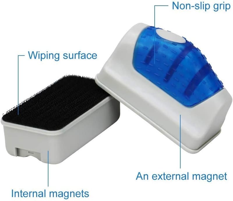 Magnetischer Algenreiniger für Aquarium mit 2 Schabern, S (7 x 6,5 x 3,7 cm)