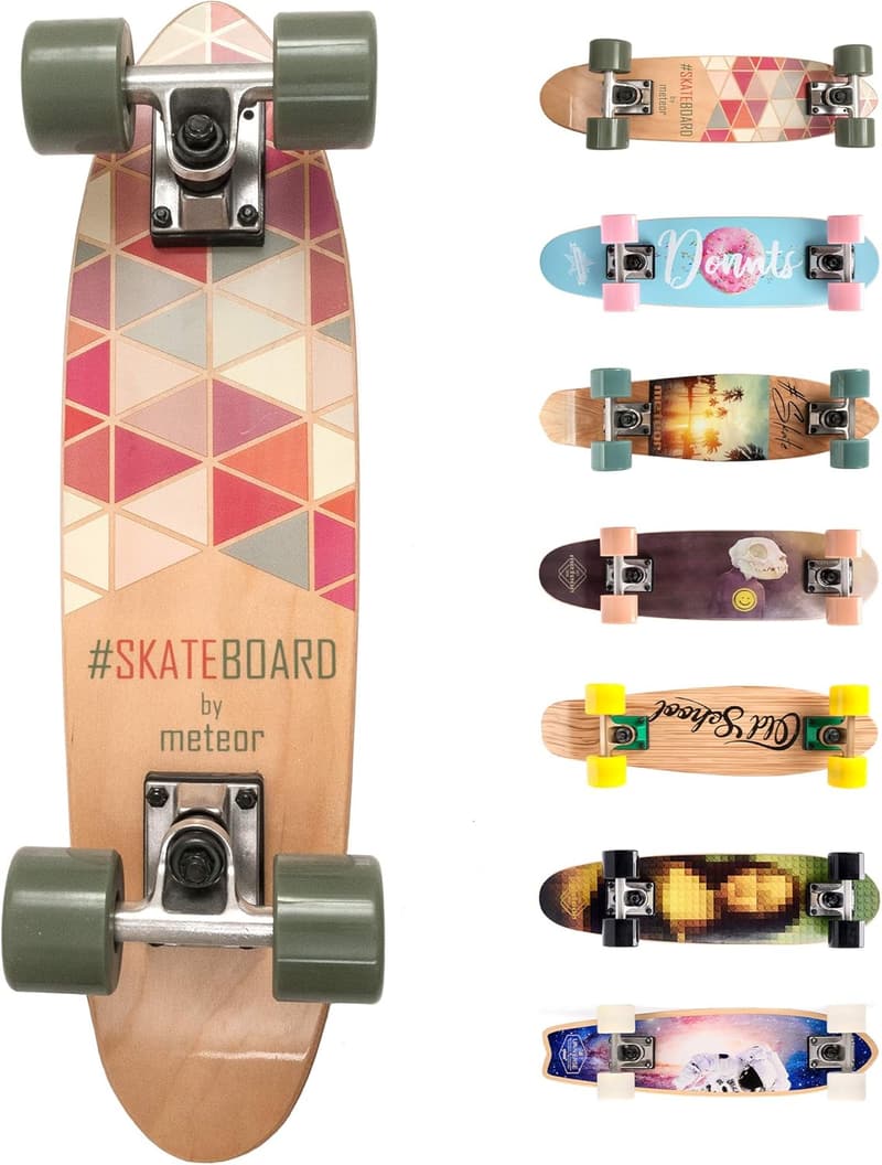 Holz Skateboard für Kinder - Mini Cruiser Retro Board aus hochwertigem Holz