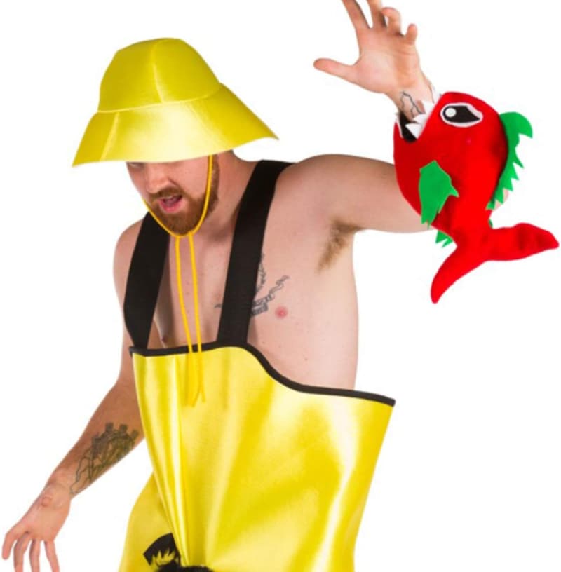 Herren Kostüm Fischer Petri mit 2 Piranhas für Karneval