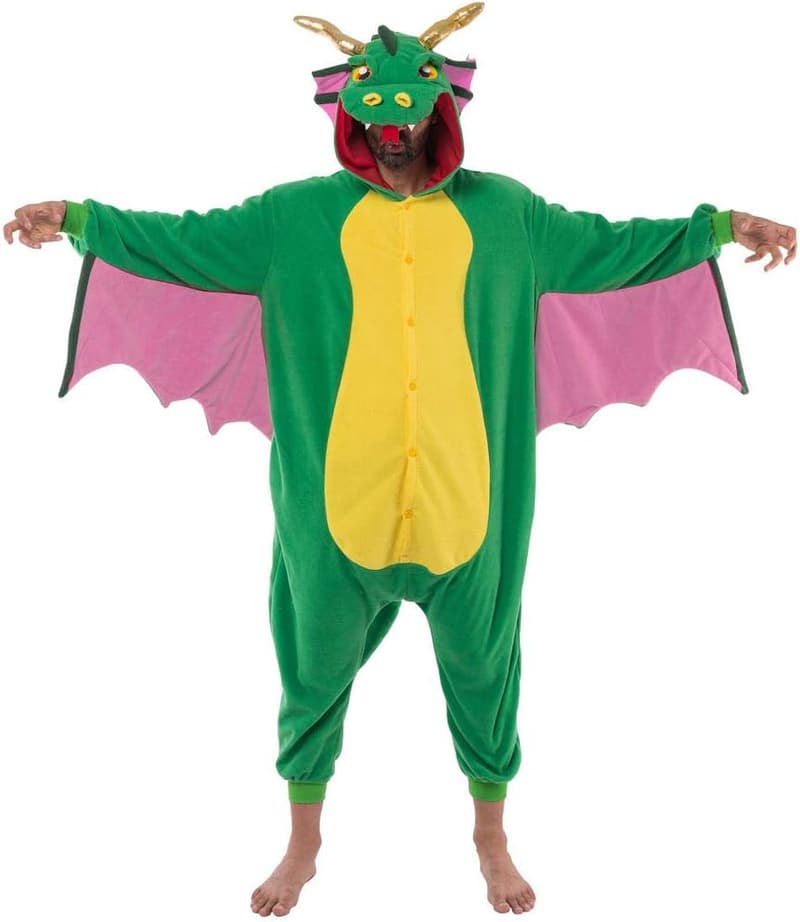 Halloween Drache Pyjama für Erwachsene – Unisex Dinosaurier Kostüm S-XL