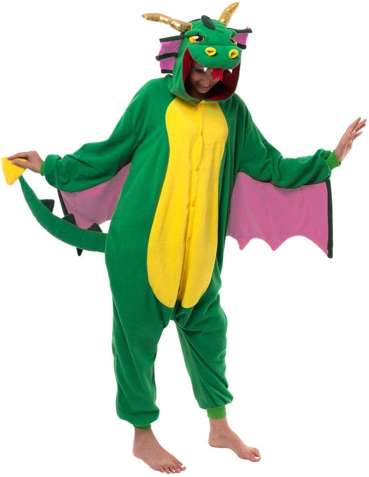 Halloween Drache Pyjama für Erwachsene – Unisex Dinosaurier Kostüm S-XL