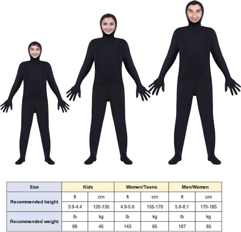 Halloween Bodysuit Kostüm für Erwachsene – Offenes Gesicht Overall