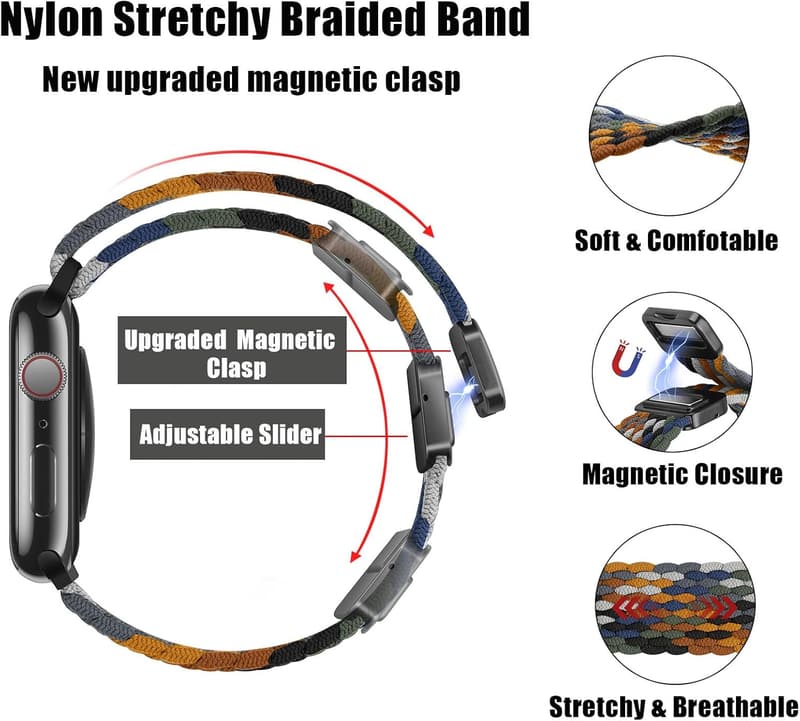 Geflochtenes Magnetarmband für Apple Watch Ultra 2 & Serie 10-6 (Tarnung)