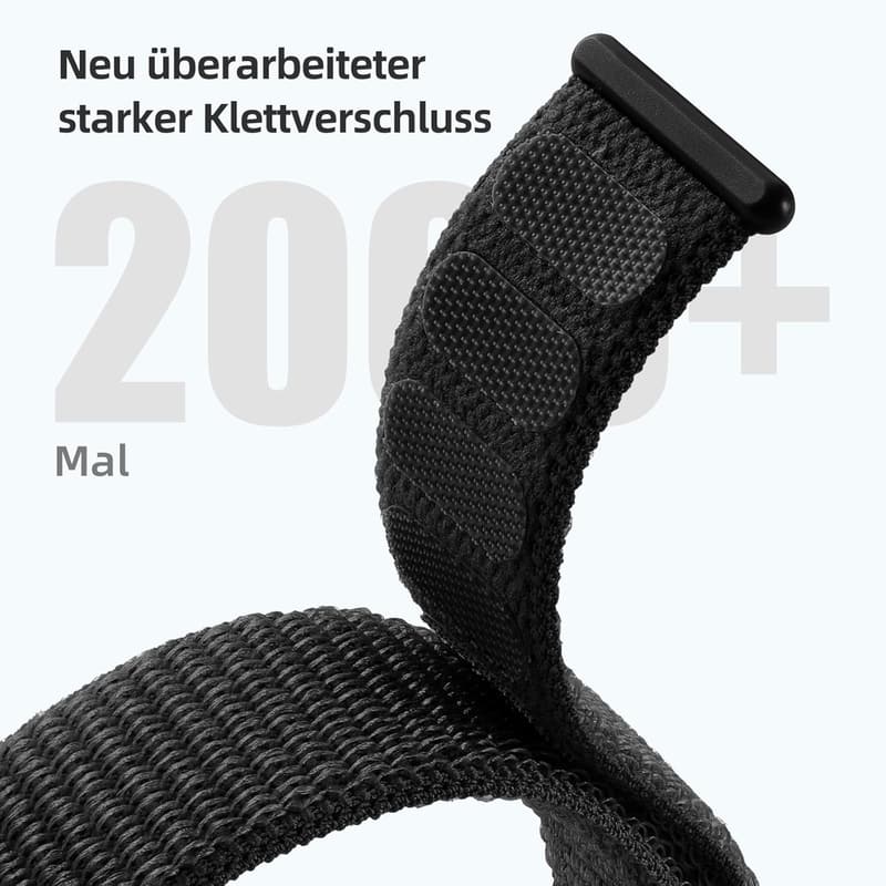Verstellbares Nylon Armband für Apple Watch 44-49mm, Schwarz