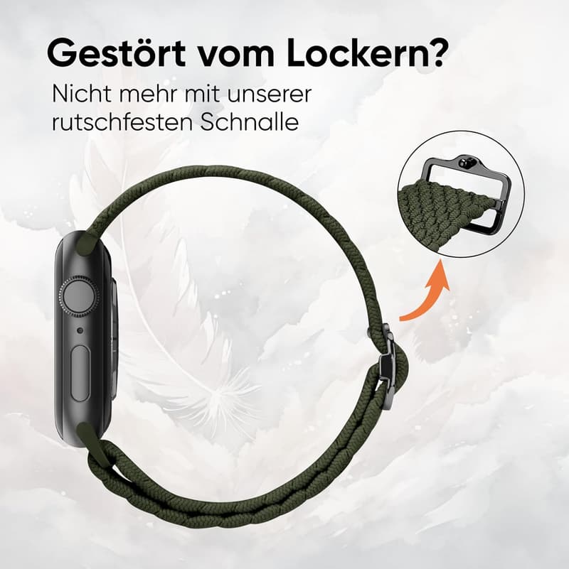 Rutschfestes geflochtenes Nylon-Armband für Apple Watch 42-49 mm in Armeegrün