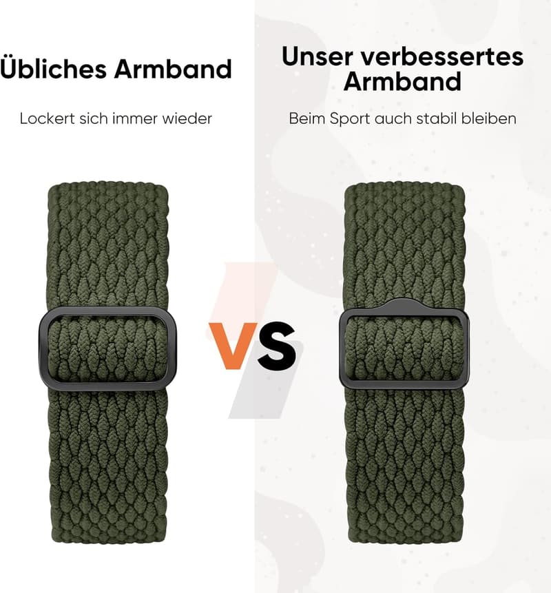Rutschfestes geflochtenes Nylon-Armband für Apple Watch 42-49 mm in Armeegrün