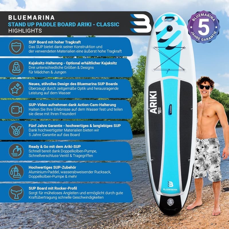 Bluemarina Stand Up Paddling Board Ariki | SUP Board 305x76cm bis 120kg