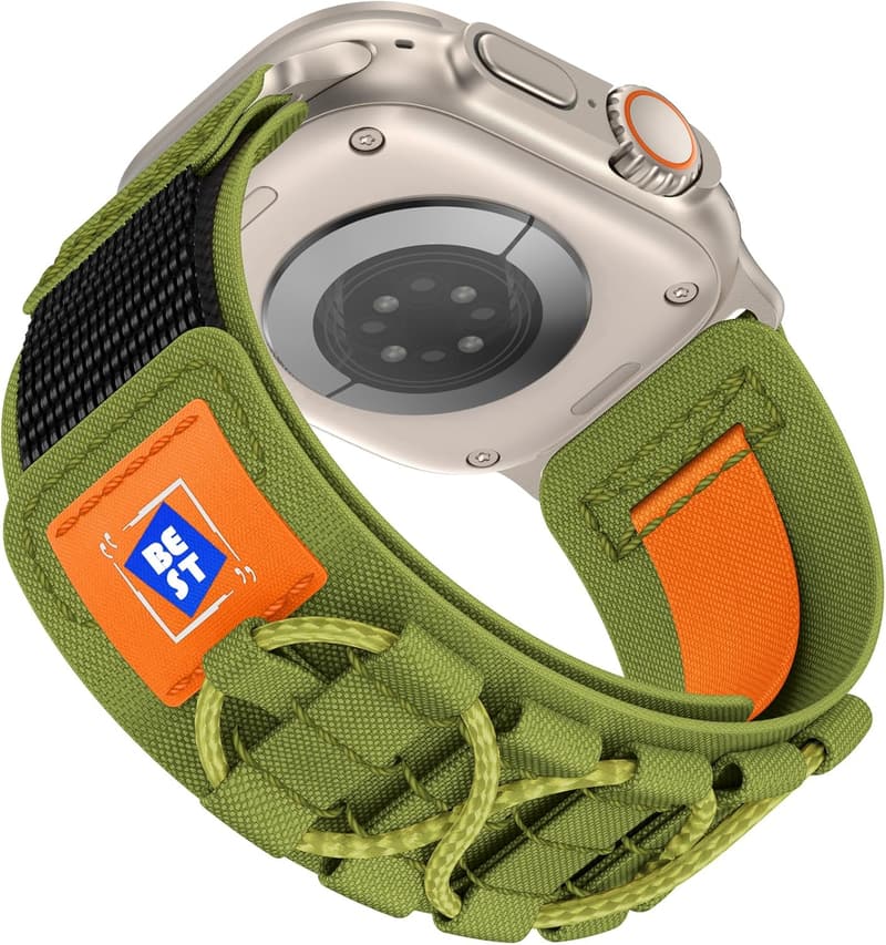 Rugged Nylon Sportband für Apple Watch, passend für 49mm-42mm, Grün