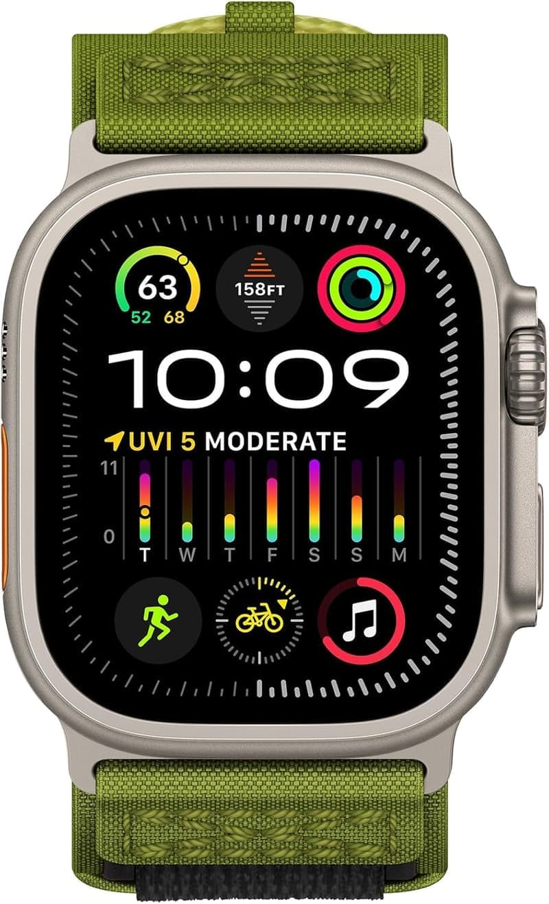 Rugged Nylon Sportband für Apple Watch, passend für 49mm-42mm, Grün