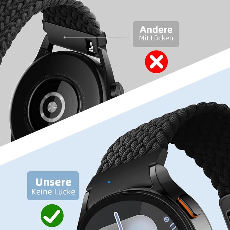 Nylon Armband für Samsung Galaxy Watch 4-7, kompatibel für Damen und Herren
