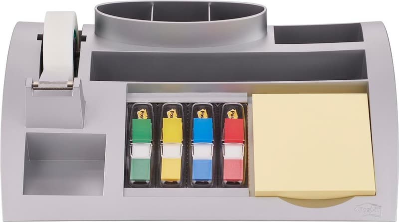 Post-it Tisch-Organizer mit Notizen und Klebeband, silber